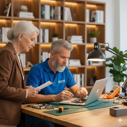 PC-Techniker repariert Notebook